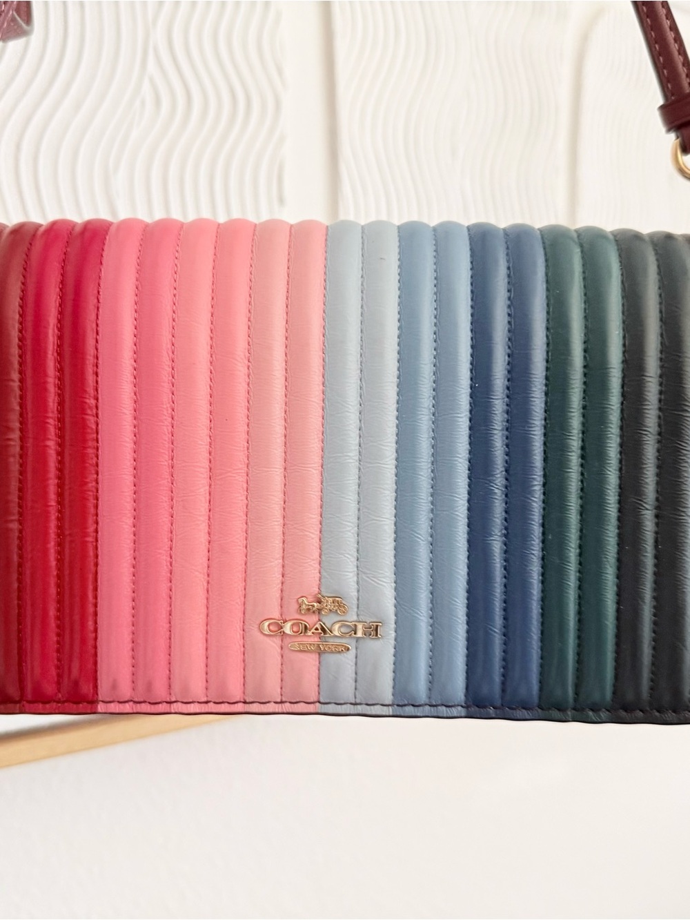 Coach Quilted Rainbow Gradient Leather Crossbody Anna Foldover - Picture 2 of 7